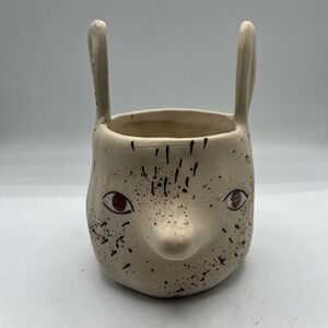 Anthropologie Bur Ware Studio Art Pottery Hand Painted Fox Vase Pot Clay Ceramic